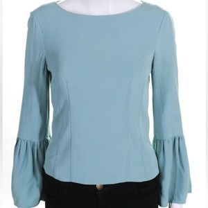 Tibi blue corset bell sleeve top